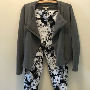 Large Soft Sweatshirt MOTO Jacket LtGrey plus Large Pull on Pants w/Stretch